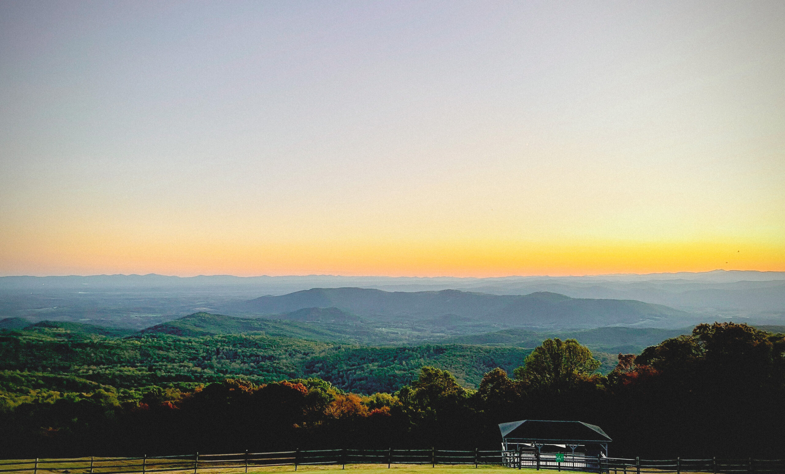 Sunset over Blue Ridge Mountains in Alleghany County, NC